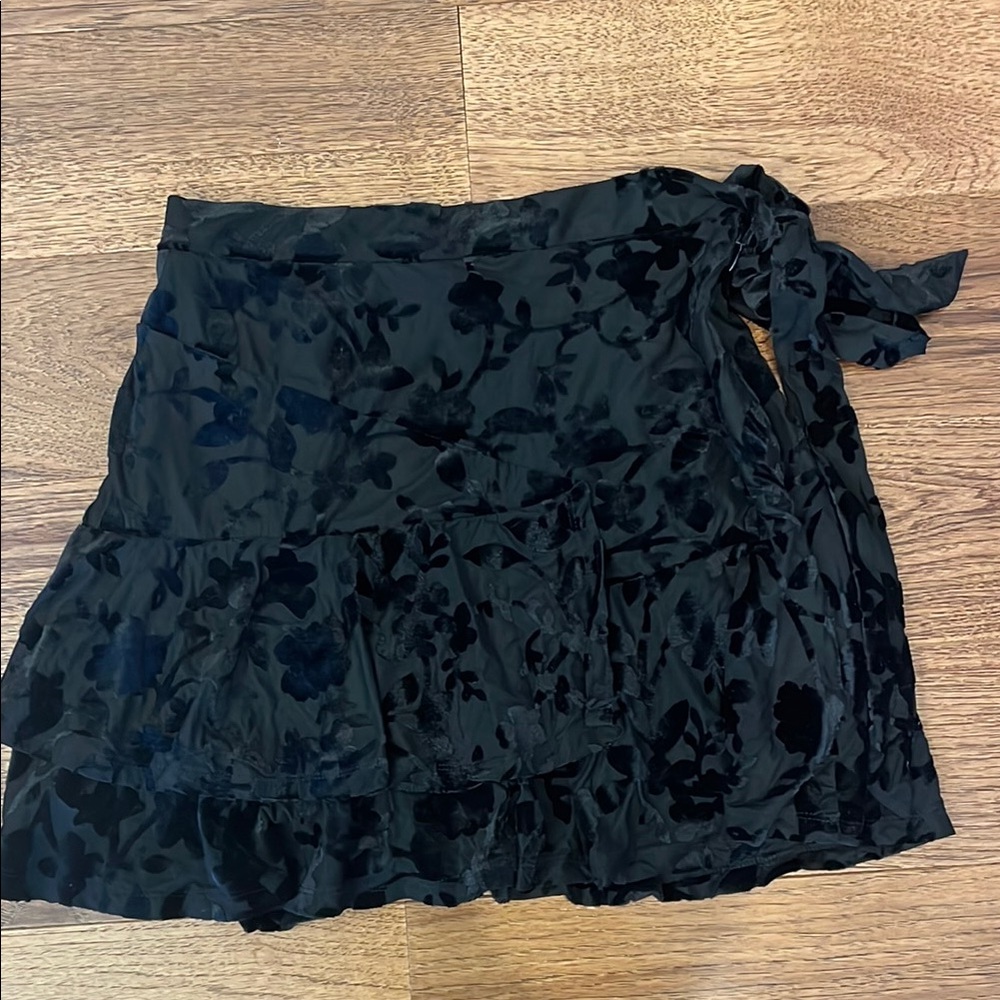 Forever 21 Black Wrap Mini Skirt with Tie Front